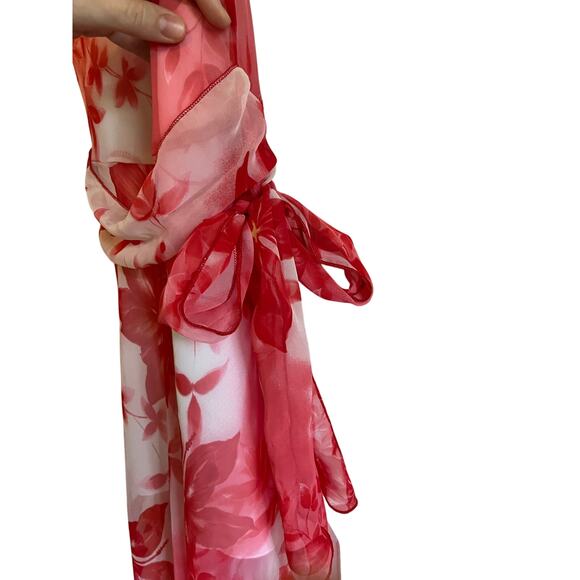 B. Smart Pink Floral Y2K Chiffon Dress - Picture 4 of 13